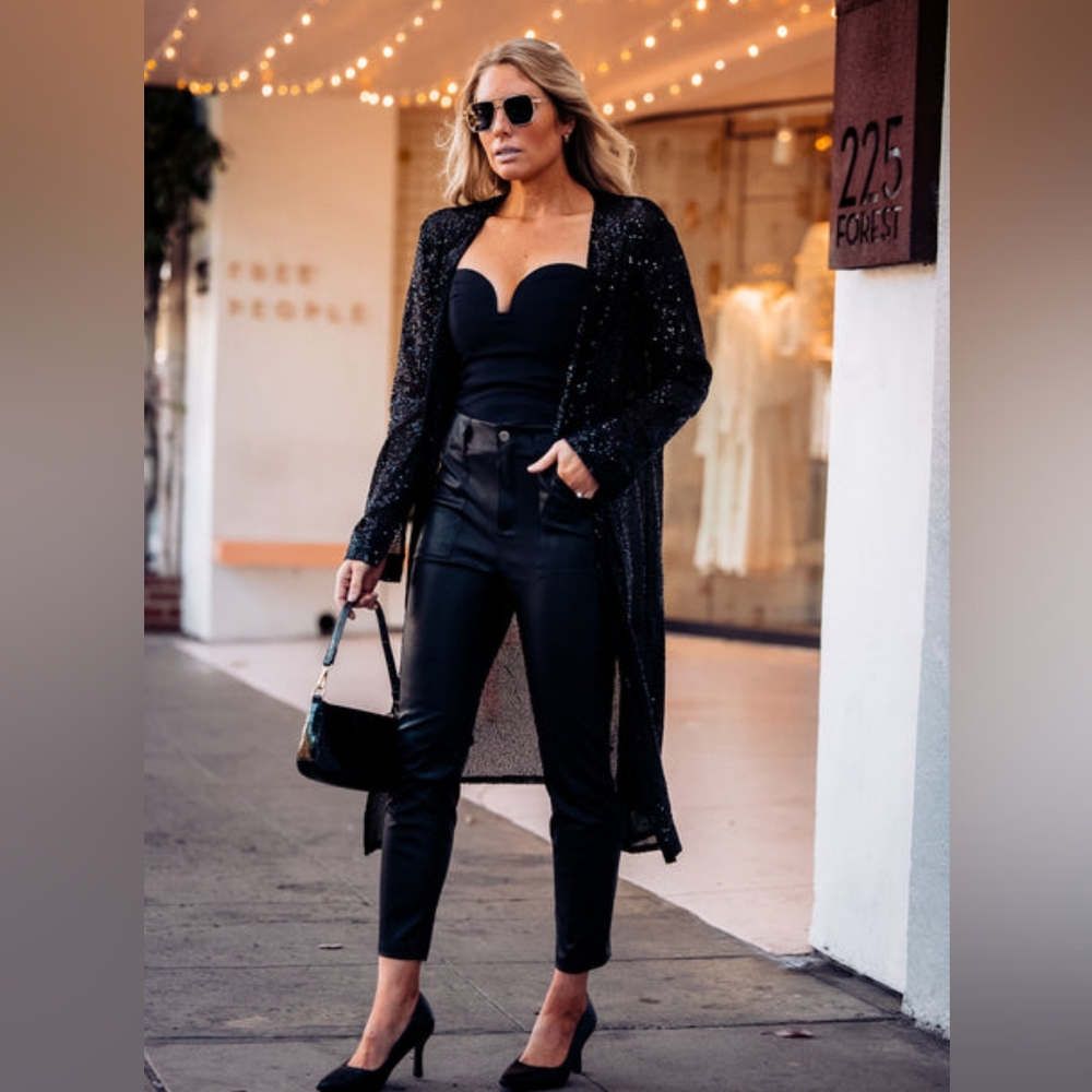 AMARYLLIS Afterglow Sequin Duster In Black